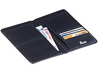 aus Leder Felda RFID-Blocker Reisegeldbörse mit Organizer für Reisepass & Karten Schwarz 