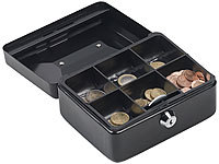 Xcase Stahl-Geldkassette, Münzeinsatz mit 6 Fächern, Schloss, 2 Schlüssel