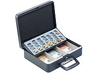 Xcase Stahl-Geldkoffer mit Kassette, Euro-Münzbrett, Koffer-Griff, 30x24x9cm; Tresore mit Zahlenschloss Tresore mit Zahlenschloss 