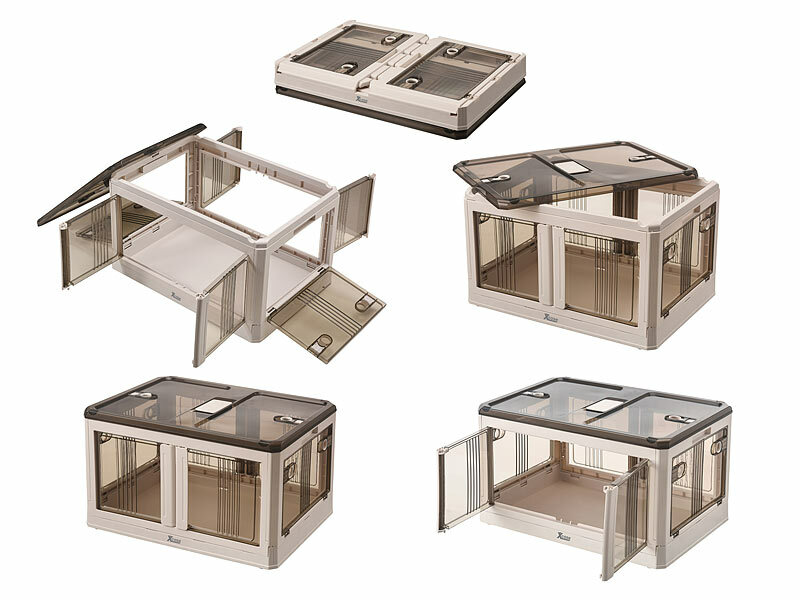 ; Faltbare Aufbewahrungsboxen mit Deckel, MDF-Ablage und seitlichen Klappen, transparent Faltbare Aufbewahrungsboxen mit Deckel, MDF-Ablage und seitlichen Klappen, transparent Faltbare Aufbewahrungsboxen mit Deckel, MDF-Ablage und seitlichen Klappen, transparent Faltbare Aufbewahrungsboxen mit Deckel, MDF-Ablage und seitlichen Klappen, transparent 