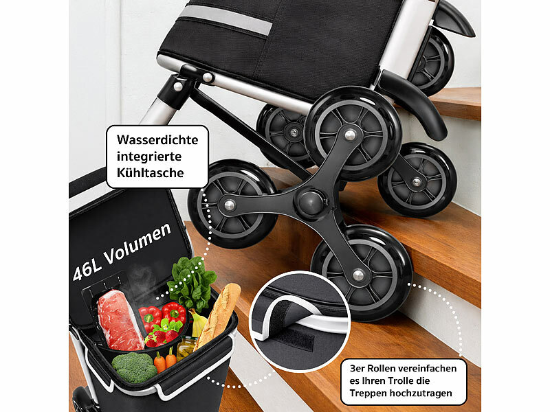 ; Faltbare Bollerwagen, 2in1-Einkaufs-Tasche mit abnehmbarem Trolley und Kühltasche Faltbare Bollerwagen, 2in1-Einkaufs-Tasche mit abnehmbarem Trolley und Kühltasche 