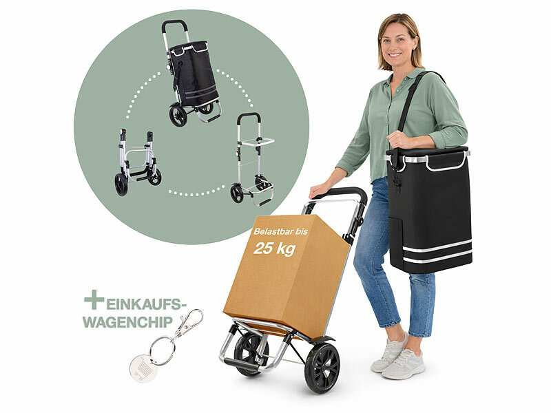 ; Faltbare Bollerwagen, 2in1-Einkaufs-Tasche mit abnehmbarem Trolley und KühltascheSackkarren Faltbare Bollerwagen, 2in1-Einkaufs-Tasche mit abnehmbarem Trolley und KühltascheSackkarren